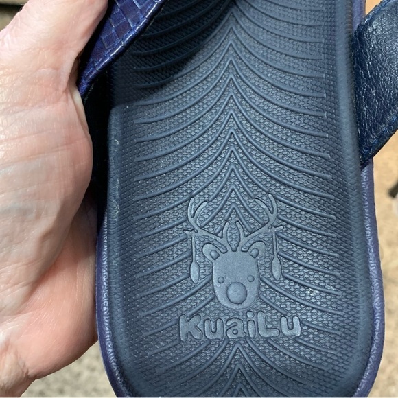 KuaiLu women’s‎ navy blue basket weave leather yoga mat flip flop. Size 40(8.5) - Picture 7 of 8